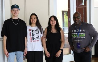 From left to right: Jake Keister, Site Lead at Seeds of Peace; Tina Tran, Outreach Coordinator at Seeds of Peace; Sydney Hardy, ELO Operations Manager at Greentrike; Gary McCurty, Community Builder at Tacoma Housing Authority